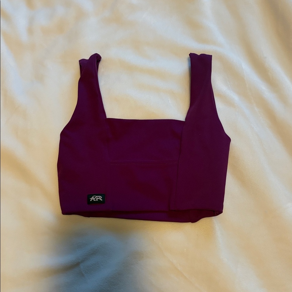 Tiger Friday Square Crop Tank Top in Deep Plum AXS - Picture 2 of 3